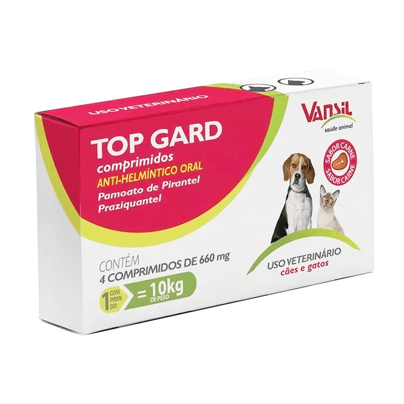 Anti-Helmíntico Top Gard (4 Comprimidos De - 660Mg) - 10 kg