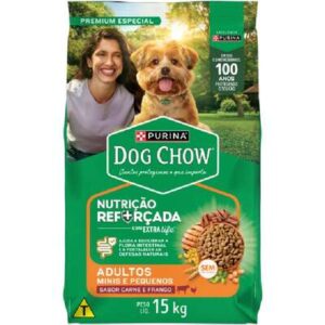 Ração Nestlé Purina Dog Chow Extra Life Cães Adultos Carne, Frango e Arroz Raças Mini e Pequenas 15kg