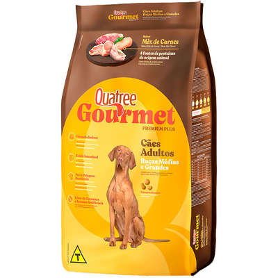 Ração Quatree Gourmet Sem Corantes Cães Adultos Raças Médias e Grandes 15kg