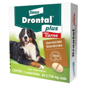 Drontal Plus Vermífugo para Cães 35kg Elanco sabor carne (C/ 2 Comprimidos)