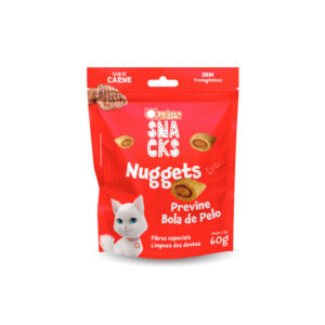 Snack Quatree Nuggets Previne Bolas de Pelos Sabor Carne para Gatos Adultos